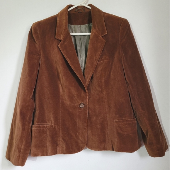 Vintage Silver Unicorn Burnt Orange/Brown Faux Suede Women’s Blazer Sz 13 Button - Picture 1 of 16